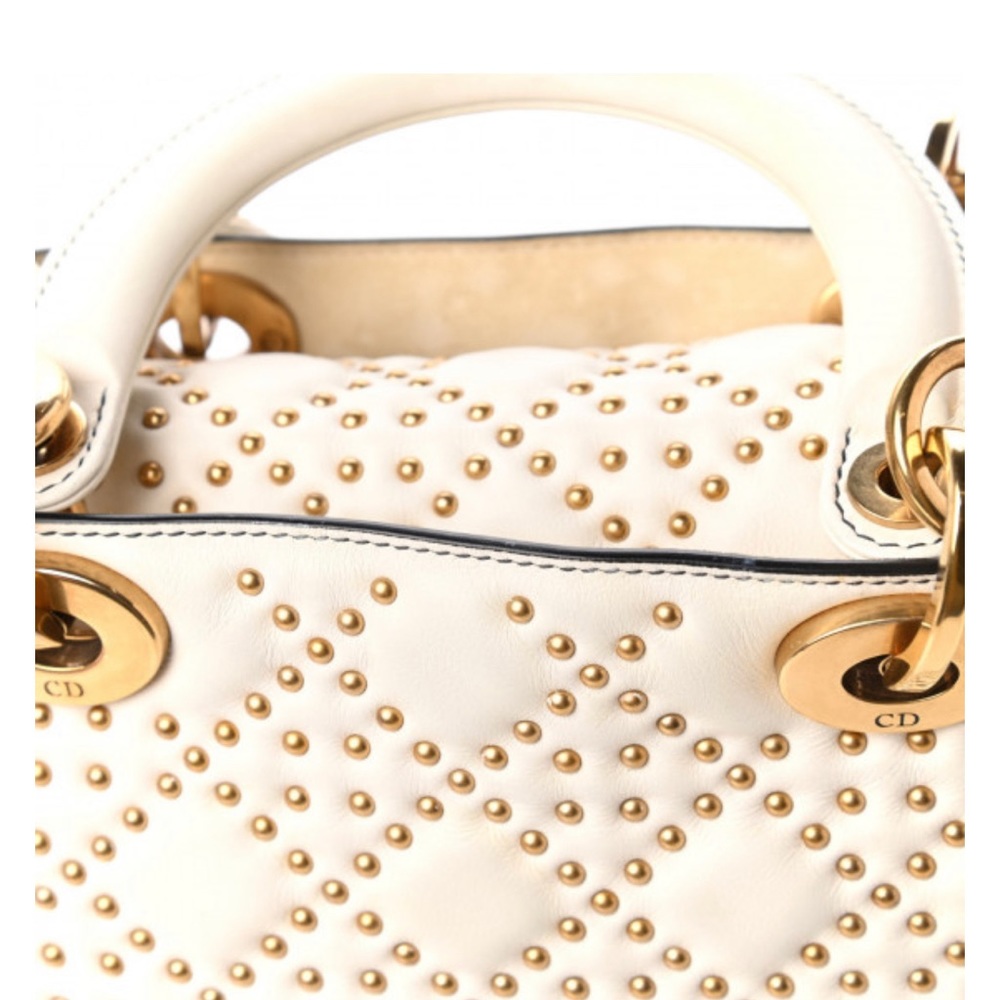 Christian Dior calfskin cannage brass studded medium Lady DIOR - Picture 11 of 13